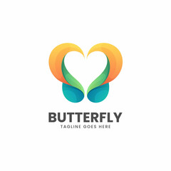 Vector Logo Illustration Butterfly Gradient Colorful Style.