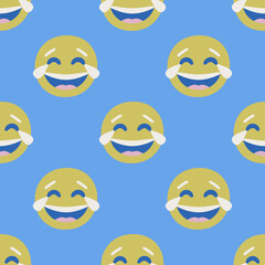 Seamless vector facial expression pattern. Repeat chat emoji background for fabric, textile, wrapping, cover etc.	