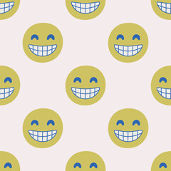 Seamless vector facial expression pattern. Repeat chat emoji background for fabric, textile, wrapping, cover etc.	