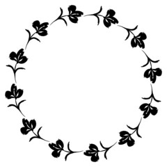 Fototapeta premium Flower wreath. Round flower wreath, pattern graphic design. Background with a bouquet of flowers in a circle