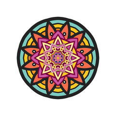 Round gradient mandala on white. Circular pattern in form of mandala for Henna, tattoo, decoration