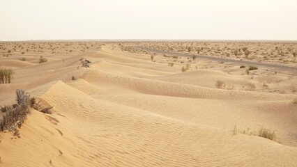 Yellow sand in the Sahara Desert at Douz in Tunisia.