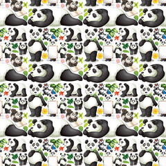 Seamless design with cute panda