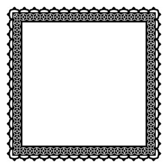 Border frame square pattern. Islamic, indian, greek motifs. Geometric frames in black color isolated on white background