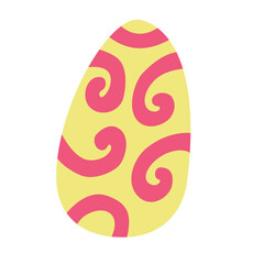 Decorative yellow pink  Easter egg. Hand drawn flat vector illustration. Great for greeting cards.