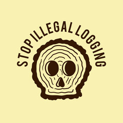 illustration of round pieces of wood forming a skull face