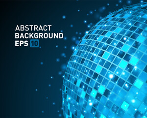 Abstract wire 3d sphere technology and glow light effect vector background