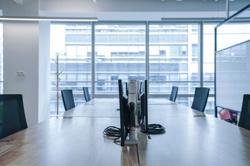 Interior of modern empty office building.Open ceiling design.