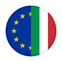 Fototapeta premium round icon with european union and italy flags. vector illustration isolated on white background