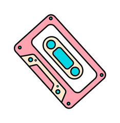 Retro Tape Icon. Old Music Cassette in Vintage Style. Vector illustration