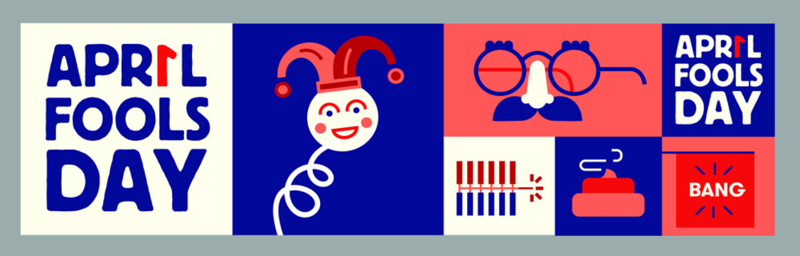 April fool day with decoration vector illustration design.  Social media templates for april fool's day. 