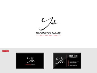 Initial YS Logo, Signature Ys sy Brush Letter Logo Image for wedding fashion beauty herbal flower cosmetics shop with free Business card Template