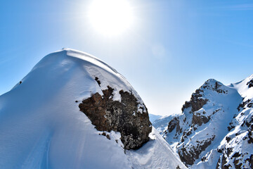 snow covered mountains