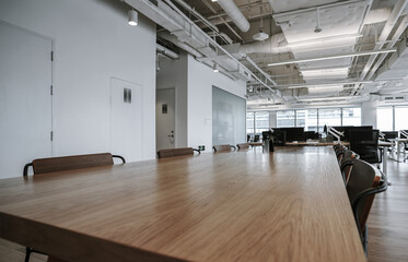 Interior of modern empty office building.Open ceiling design.