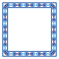 Border frame ceramic tile pattern. Islamic, indian, arabic motifs. Damask border square pattern. Porcelain ethnic bohemian background