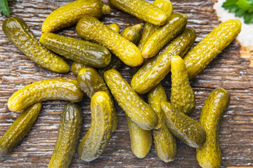 cucumbers gherkins salted pickled canned vegetable food fresh meal food diet snack on the table copy space food background 