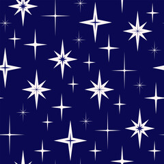 Christmas and New Year Holidays seamless pattern. Vector illustration with stars. Vintage background, print for wrapping paper, fabric, stationery, wallpaper