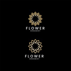 organic flower logo, ornament mandala with gold vector