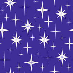 Christmas and New Year Holidays seamless pattern. Vector illustration with stars. Vintage background, print for wrapping paper, fabric, stationery, wallpaper