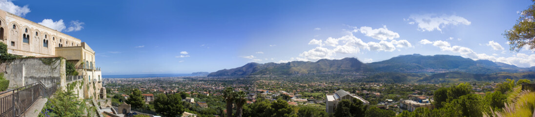 Fototapeta na wymiar Panorama from the Monreale town, Sicily, Italy