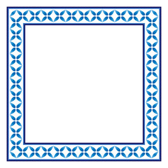 Border frame ceramic tile pattern. Islamic, indian, arabic motifs. Damask border square pattern. Porcelain ethnic bohemian background