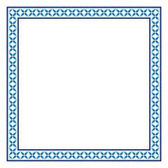 Obraz premium Border frame ceramic tile pattern. Islamic, indian, arabic motifs. Damask border square pattern. Porcelain ethnic bohemian background