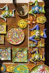 Typical sicilian ceramic souvenirs for sale in Sicily, Italy