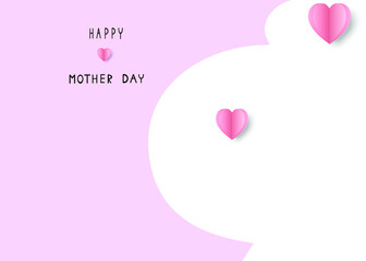 Mother's Day greeting card vector banner and flying hearts pink paper in pregnant woman.symbol of love on pink background.