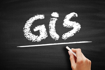 GIS Geographic Information System - type of database containing geographic data with software tools for managing, analyzing, and visualizing those data, acronym text on blackboard
