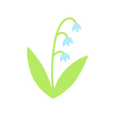 Lilly of the valley or may lily blooming plant. Flat vector illustration isolated on white.