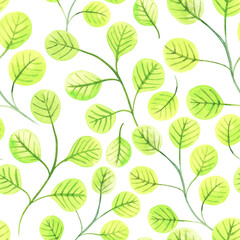 Abstract green  yellow acid  leaves watercolor beautiful seamless patterns nice illstration