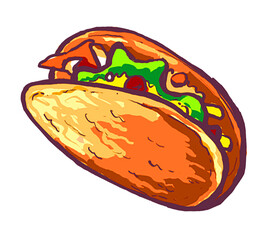 Mexican food taco icon hand drawing digital illustration