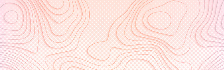 Topographic background and texture, monochrome image. 3D waves on concept of a conditional geography scheme and the terrain path. Dark on black, vector illustration.