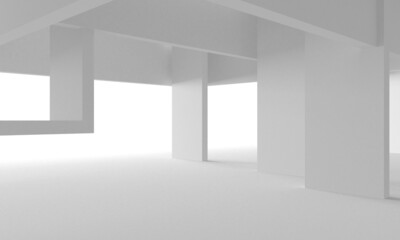 Illuminated corridor interior design. Empty Room Interior Background