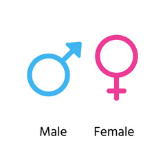 Male and female gender symbols. Orientation signs. Set outline blue and pink icons isolated on white background. Vector simple illustration. Sexual concept.