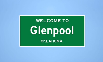 Glenpool, Oklahoma city limit sign. Town sign from the USA.