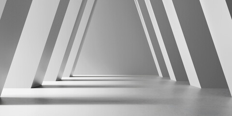 Fototapeta premium 3d render of empty concrete room with shadow on the wall, Contemporary architecture design.