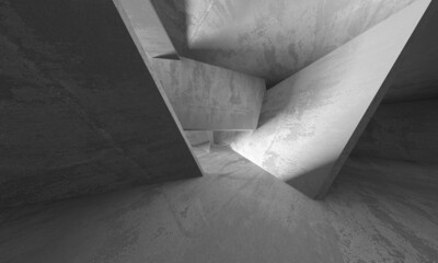 Dark Concrete Wall Architecture. Empty Room