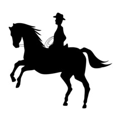 cowboy in horse silhouette