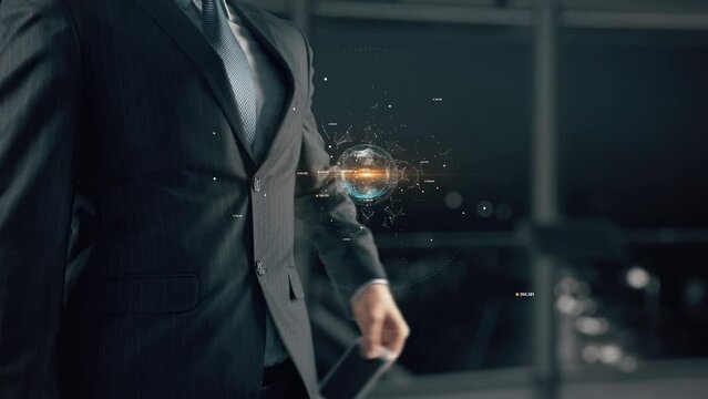 Businessman with Agile 2023 hologram concept