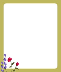 スズランとバラの花　フレーム