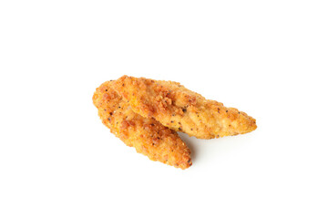 Two chicken strips isolated on white background