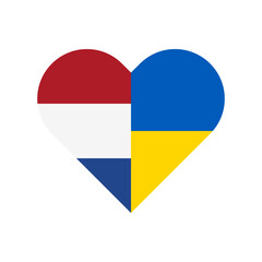 heart shape icon with netherlands and ukraine flags. vector illustration isolated on white background