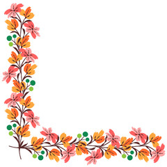 Flower frame border size a4, format a4. Floral pattern. Cute floral background. Background with flower brush strokes