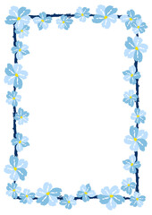 Flower frame border size a4, format a4. Floral pattern. Cute floral background. Background with flower brush strokes