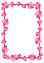 Fototapeta na wymiar Flower frame border size a4, format a4. Floral pattern. Cute floral background. Background with flower brush strokes