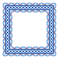 Obraz premium Border frame ceramic tile pattern. Islamic, indian, arabic motifs. Damask border square pattern. Porcelain ethnic bohemian background