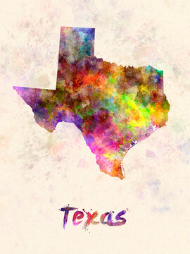 Texas US State In Watercolor