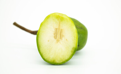 slice hog plum fruits isolate on white background