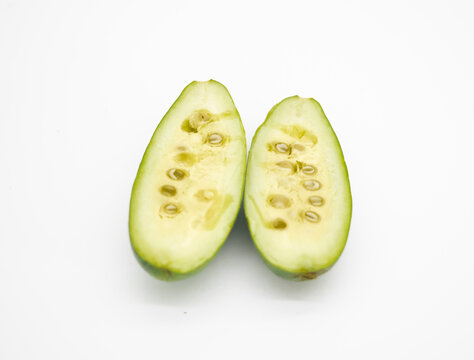 pointed gourd slice isolate on white background,